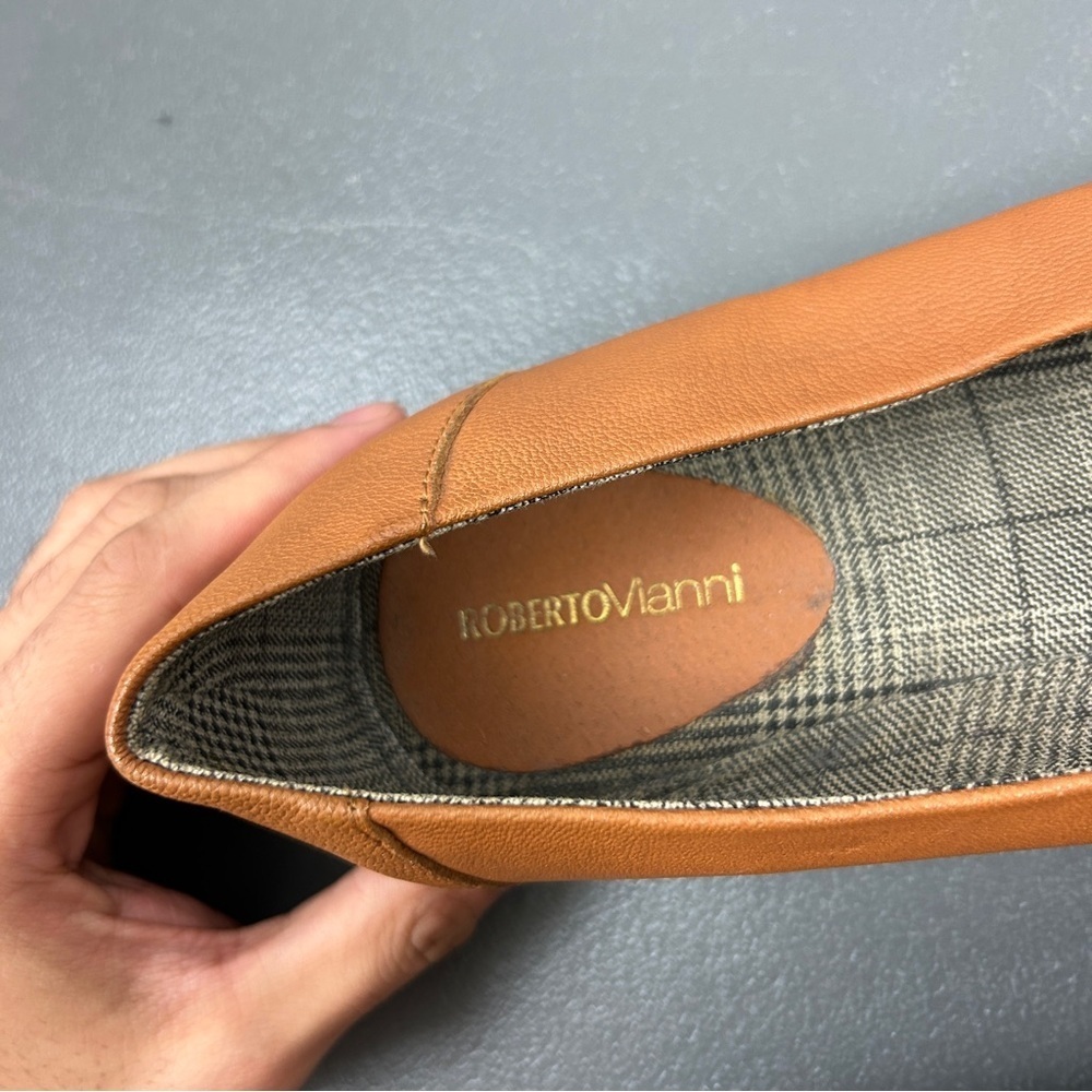 Roberto Vianni Cognac Fringe Tassel Leather Platform Loafers | Classic ChicFlats - Picture 8 of 8